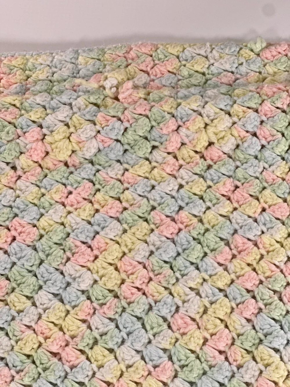Pastel Crochet Baby Blanket Shell Stitch Nursery Afghan OS